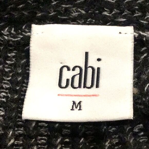 Cabi 3530 Black Gray Marled Stripe Knit Lagenlook Open Cloak Cardigan Sweater - Picture 14 of 16